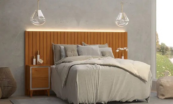 Cabeceira Ripada Elegance Casal com led e criado mudo- Mira rack dlm