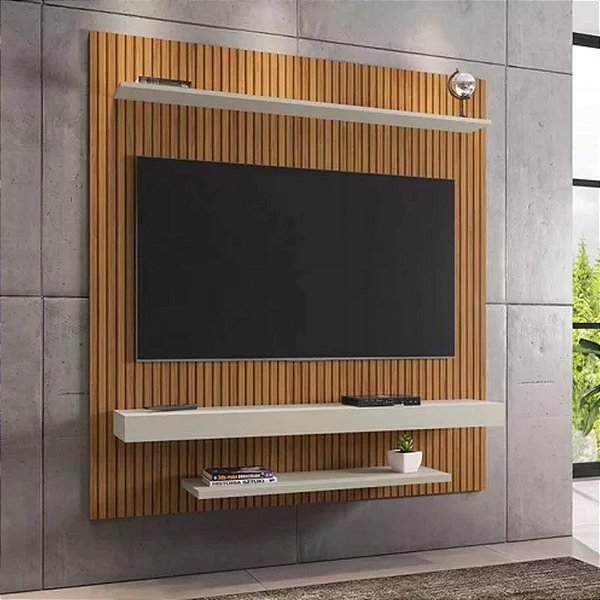 Painel Leme 1.50m Tv até 60" Impressão Ripada 3D- Bechara Móveis Rf