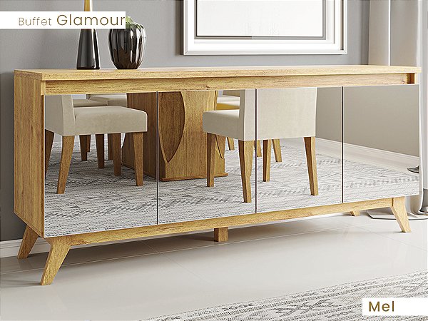 Buffet Luize 04 portas com espelhos - Viero Móveis sr
