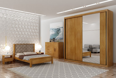 Roupeiro Bravo Gold com espelho 100% MDF -Novo Horizonte