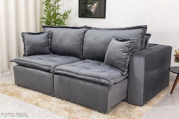 Sofá Retrátil Reclinável e Sofá Cama Rubi 2.20m