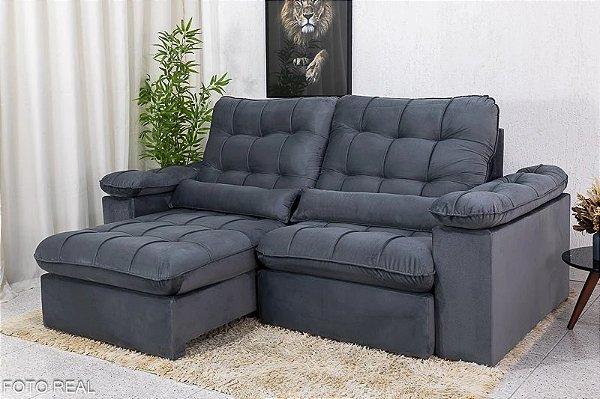 Sofá Retrátil Reclinável 2.27m Verona - Molas Ensacadas