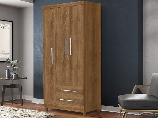 Guarda-Roupa Paris 3 portas 2 gavetas - Rud Rack