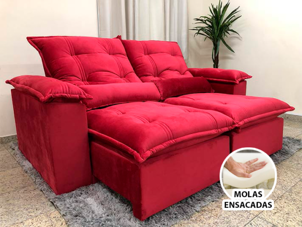 Sofá Retrátil Reclinável 1,80 m Maricá Molas Ensacadas