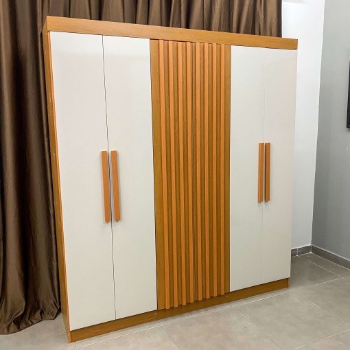Roupeiro Cairo Ripado 6 Portas 100% MDF Larg. 1.80m - Rufato