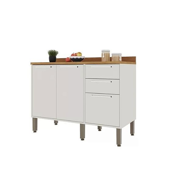 Balcão Para Cozinha Paris 120cm 2P3G - Salleto