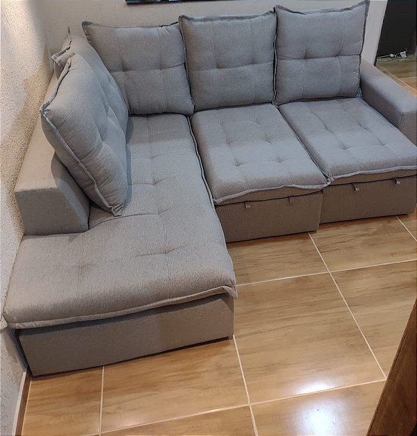 Sofá Canto Retrátil Colatina com Chaise 2.60m - Idealle