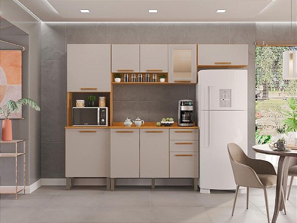 Cozinha Completa New Valência com Aéreo 3 portas Reflecta 4 peças – Salleto