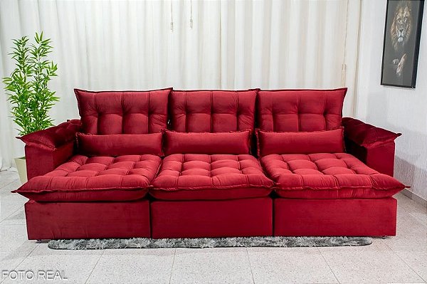 Retrátil Reclinável Kapri 3.20m - Molas Bonnel e Poliéster Siliconado
