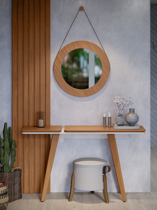Espelho Ibiza + Aparador Ibiza + Painel Decorativo Detroit Ripado - Tebarrot