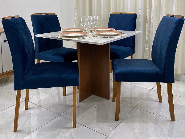 Mesa de Jantar Los Angeles 0.90×0.90 Com 4 Cadeiras Califórnia - Minas Plac
