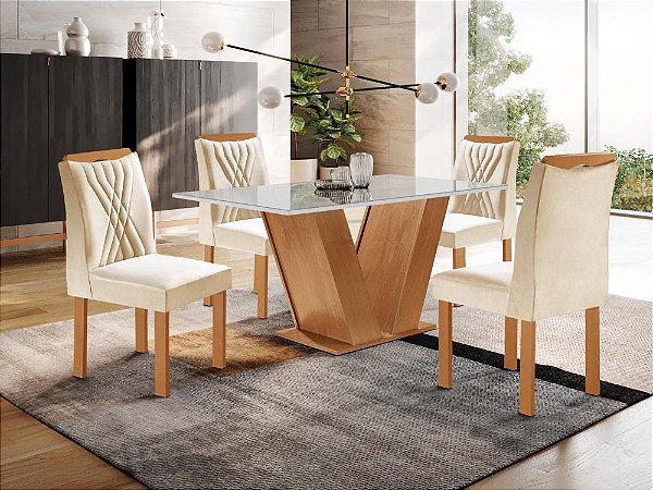 Mesa de Jantar Classic 1.20×0.80 Com 4 Cadeiras Londres