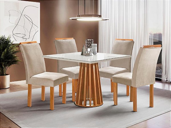 Mesa de Jantar Berlim 1.00×1.00 Com 4 Cadeiras Lisboa