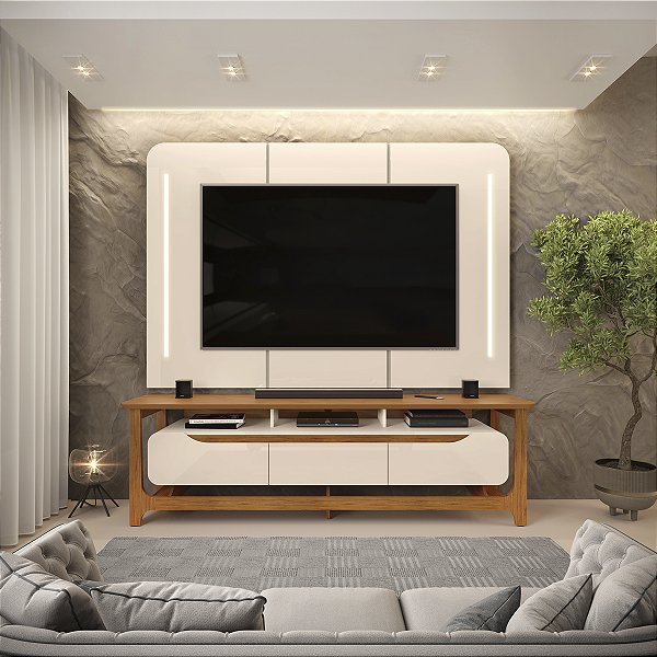 Bancada com Painel Salvatore 2.00m Tv até 75 - DJ Móveis