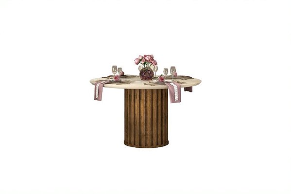 Mesa Viena Circular 1.36m Tampo MDF/Vidro - DJ Móveis