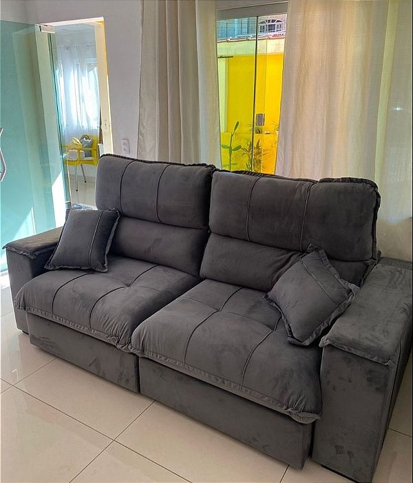 Sofá Retrátil Zeus com porta copos, molas ensacadas e carregador por indução 2.90m - Zarat Estofados