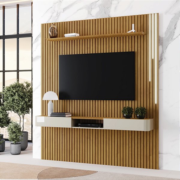 Painel Lyon 2.30m + Nicho Arcus 1.80m Tv até 75 - Mavaular