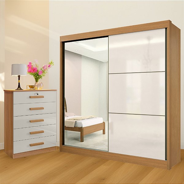 Roupeiro Titanium 2.20m  2P. + Cômoda Ipanema