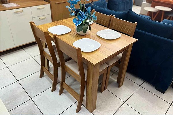 Mesa de Jantar Palace Mel 110×75 com 4 Cadeiras Brisa - Viero