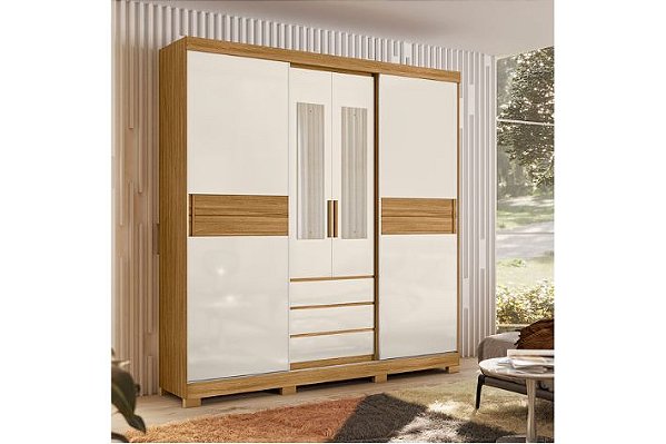 Roupeiro Nápoles 02 Portas de Correr e 03 gavetas 2.16m  - Moval