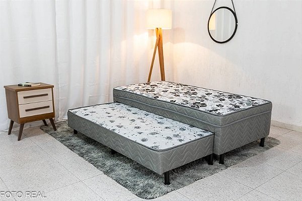 Cama Box Solteiro Ortopédica  Dackar + Cama Auxiliar Orthoside