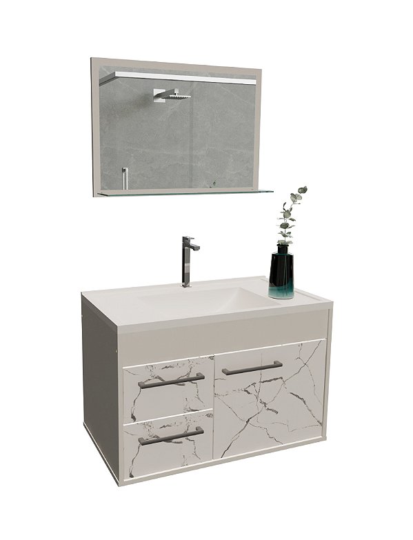 Conjunto Procion com Pia e Espelho 1P2G 100% MDF  - Cerocha