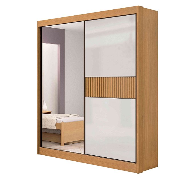 Roupeiro Atenas 100% MDF 2P3G e Espelho 1.85m  - D Doro