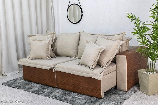 Sofá Retrátil Reclinável 2.20m Corinto Linho Com Detalhe Innove - Sem Caixa