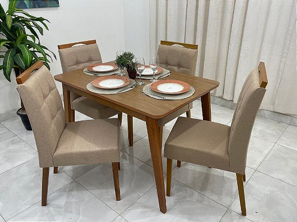 Mesa de Jantar Elegance 1.20x0.80 com 04  Cadeiras Nicole - Móveis São Carlos