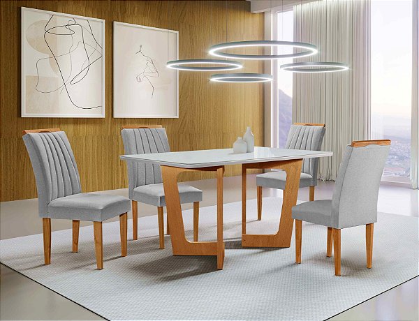 Conjunto de Mesa Dubai 120x90 com 4 Cadeiras Marselha - Cel Móveis