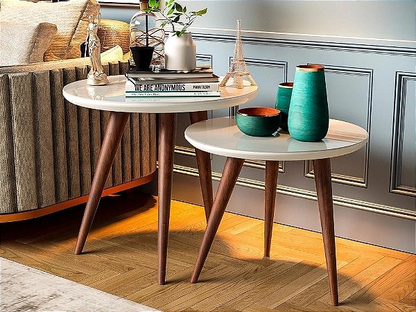 Conjunto Mesas de Centro + Mesa de Apoio Sparta com Vidro