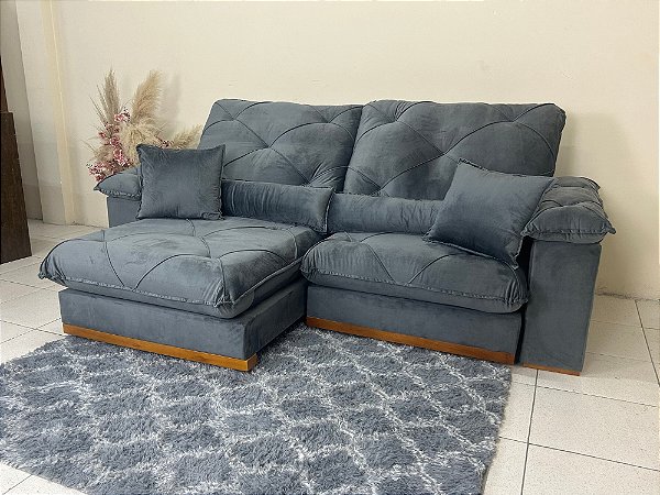 Sofá Retrátil e Reclinável Eros 2.50m Espuam D28 e Pillow 25cm e Molas Ensacadas