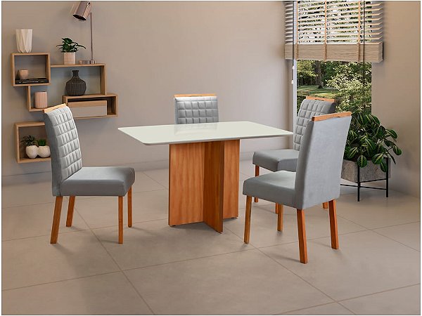 Mesa de Jantar Málaga 1.00x80 com 04 Cadeiras