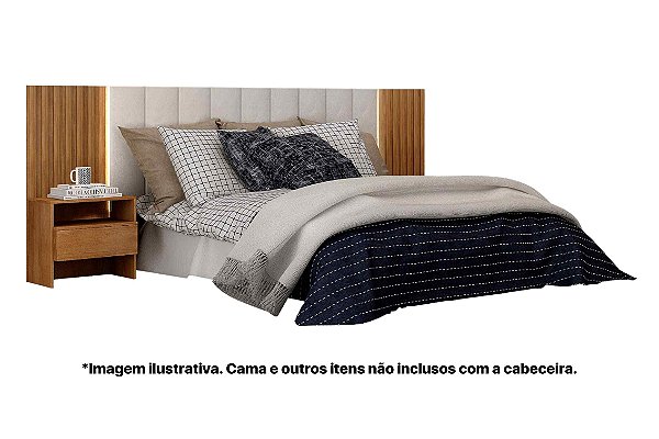 Cabeceira Box Casal Himalaia Ripado com 02 Criados - Novo Horizonte