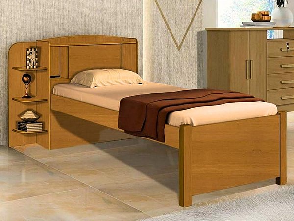 Cama Solteiro com Baú Milenio 100% MDF - D Doro