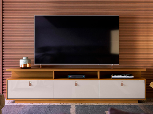 Rack Marrocos 2,07m para Tv até 75 Tauri/Off White Perolizado - Lukalian