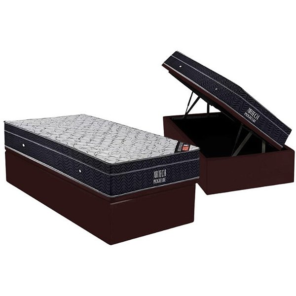 Colchão Solteiro Airtech Progressive D26 Ortobom + Base Baú Avalon