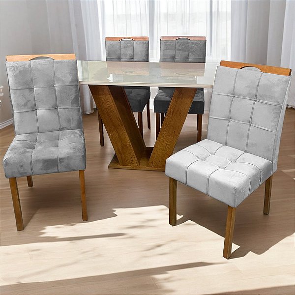 Mesa Classic 120x80 com 04 Cadeiras Sophia - Cel Móveis