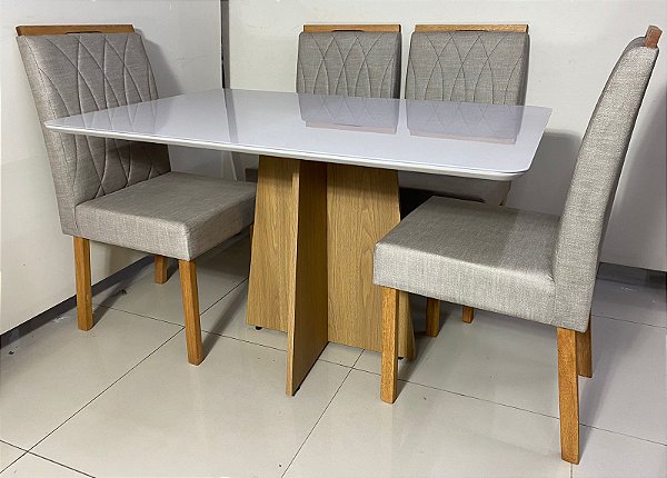 Mesa Nárnia 1.20x80 com 04 Cadeiras - Carvalho Decor