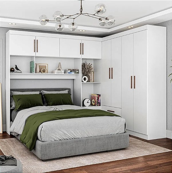 Modulado 4 Portas + Guarda-Roupa 4 Portas Hércules(Sem Espelho)Branco - Carioca Móveis