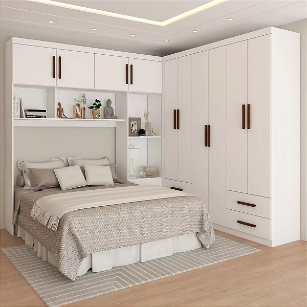 Modulado 4 Portas + Guarda-Roupa 6 Portas Hércules(Sem Espelho) Branco - Carioca Móveis