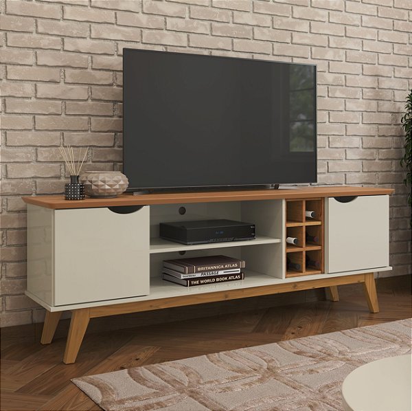 Rack até 50″ Prism 1.8 Off White/Cinamono - Patrimar
