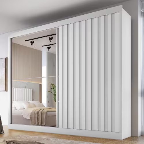 Roupeiro 2 Portas de Correr Atlanta 2,06 m Branco Acetinado - Móveis Europa