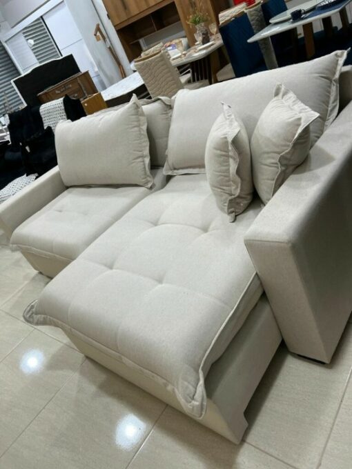 Sofá Retrátil S-100 2,30 m Linho Prata 111 - Suprema Estofados