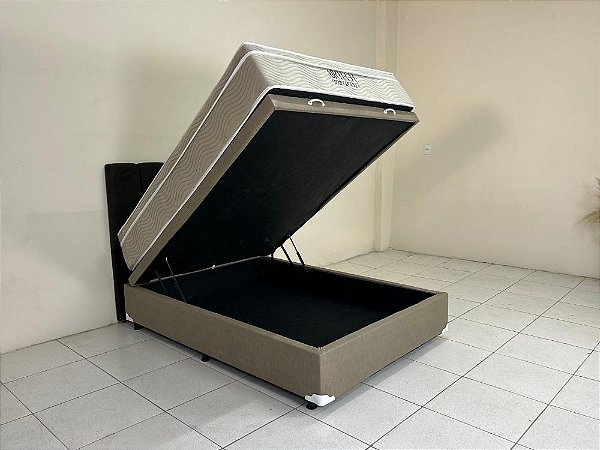 Colchão Airtech SpringPocket Molas Ensacadas Casal – 138x188x30 + Base Baú Classic Casal – Courino Bege