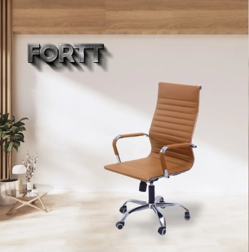 Cadeira Escritório Esteirinha Couro Marrom