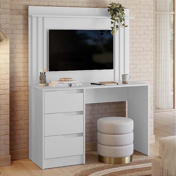 Escrivaninha com Painel Doble Branco Fosco - Albatroz