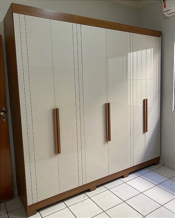 Roupeiro 6 Portas Cecília 2,346 m Cinamomo/Off White - Panan Móveis