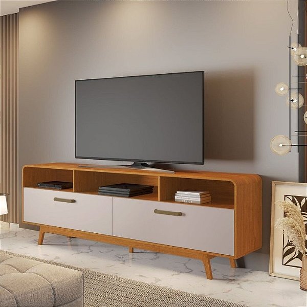 Rack Cristal 2.00m Tv até 70 Cinamono/Off White