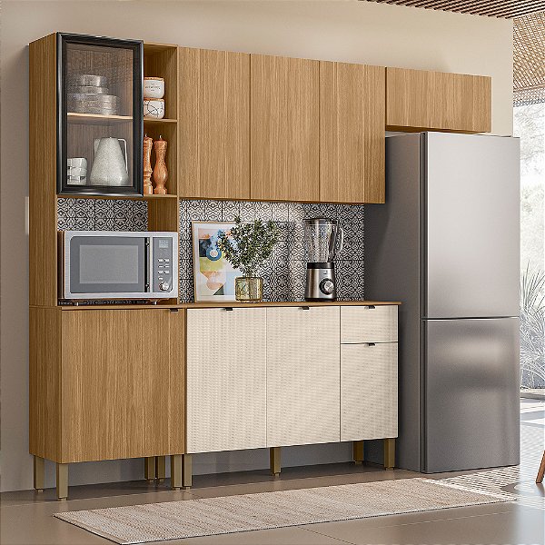 Cozinha Compacta 2,507m Vert Plus Freijó/Freijó/Soft - Kits Paraná